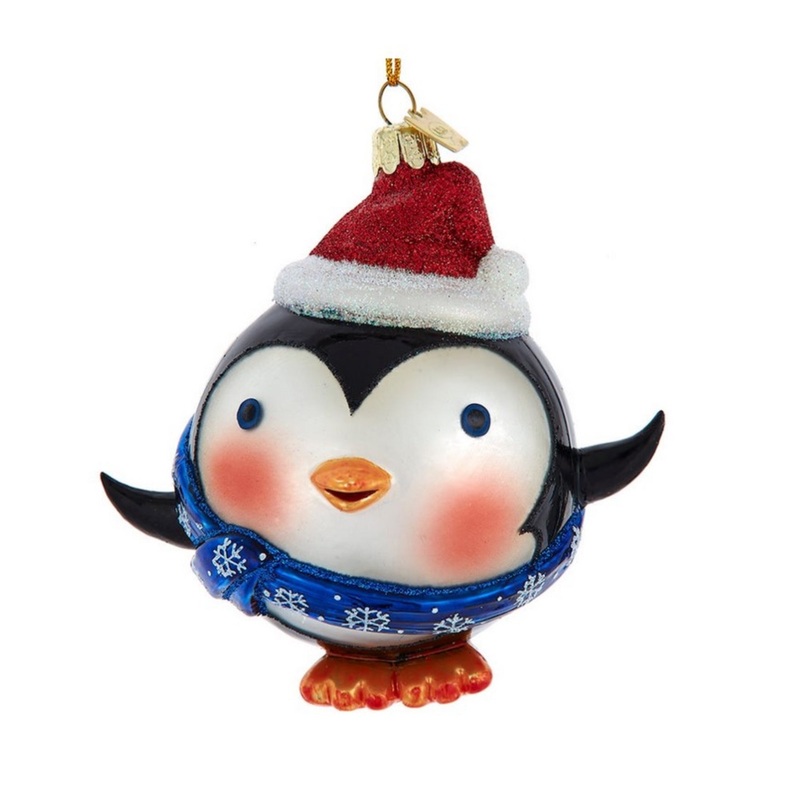 Kurt Adler Nobel Gems Collection Glass Christmas Ornament, Roly Poly Penguin