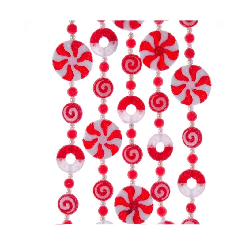 Kurt Adler Plastic Peppermint Candy Garland, 6′