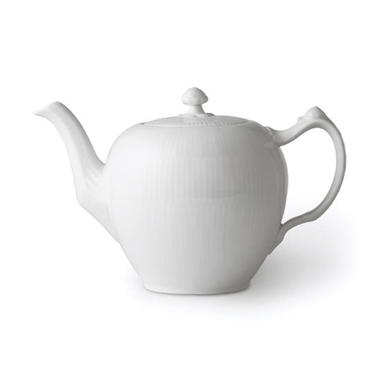 White Fluted Plain Teapot