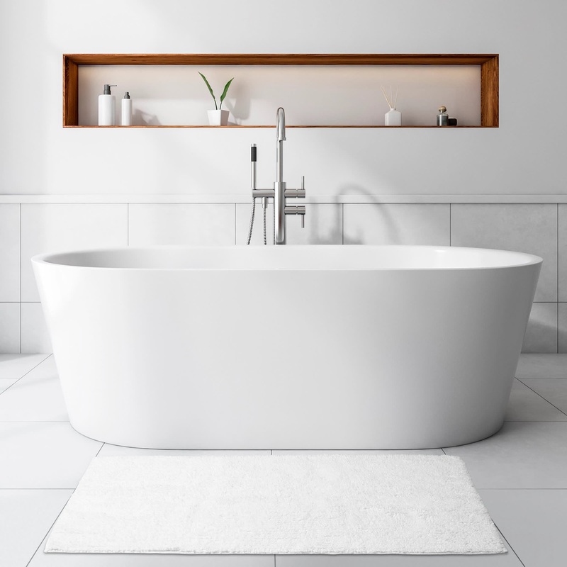 Reversible Solid Bath Rug | White