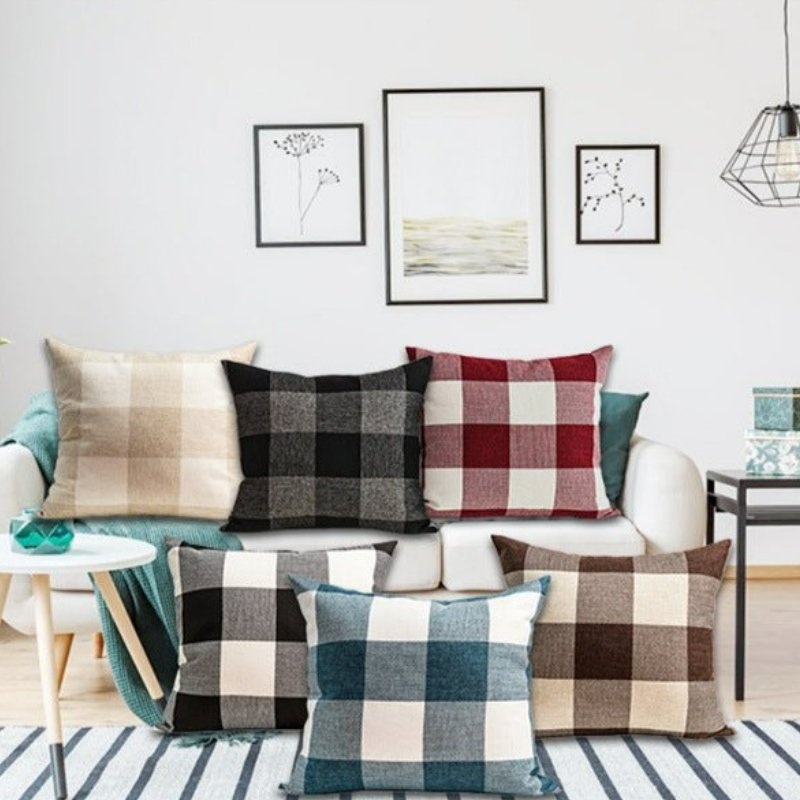 Checkered Plaid Pillow Cover