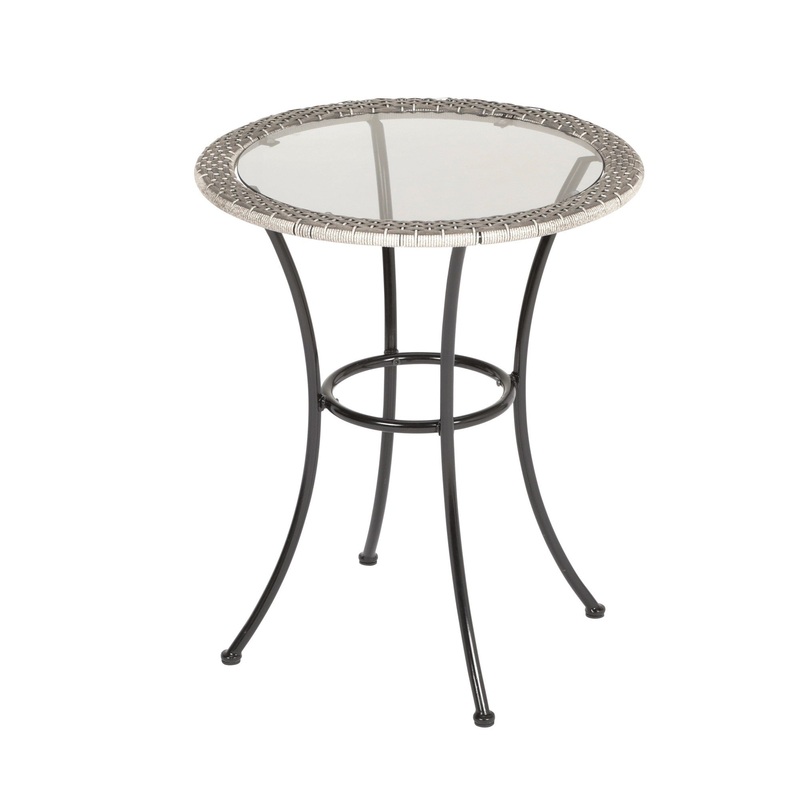 Four Seasons Courtyard Gray Marbella Wicker Bistro Table, 24″