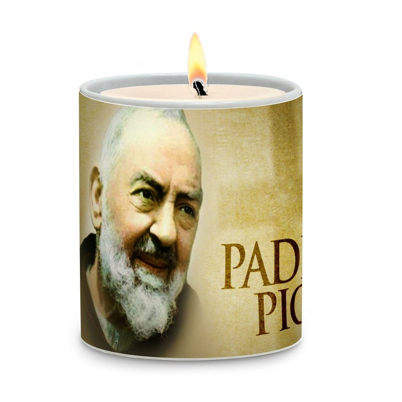 SUBLIMART: Prayer Candle – Porcelain Soy Wax Candle – St. Padre Pio
