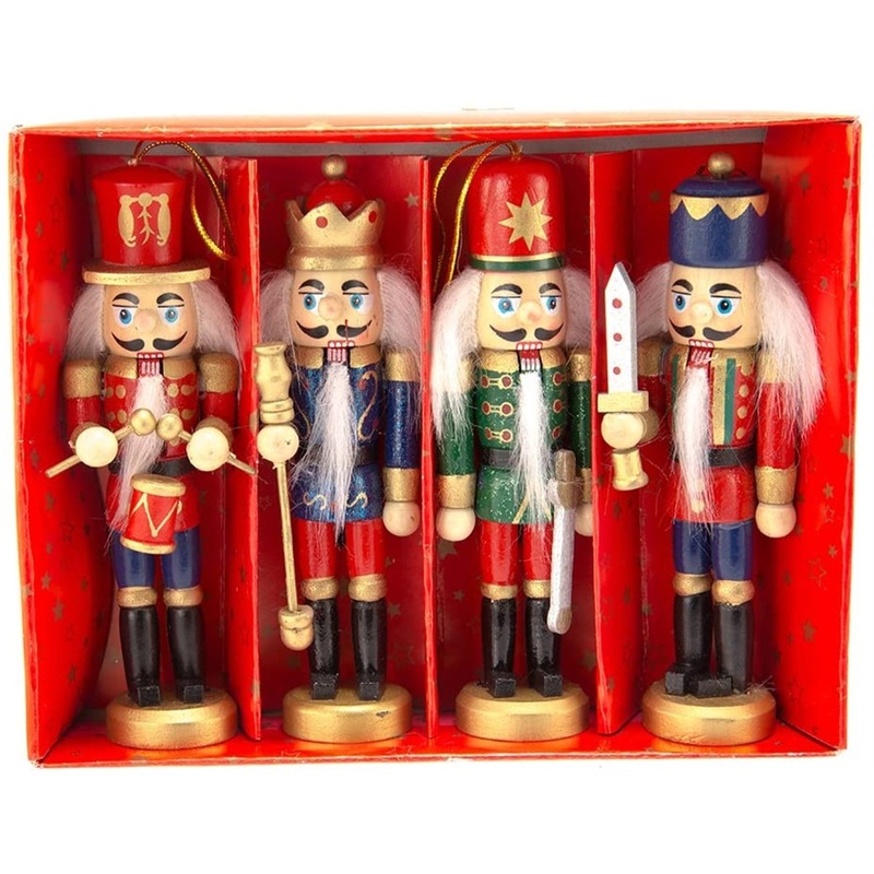 Kurt Adler 5″ Wooden Nutcracker Ornaments, Set of 4