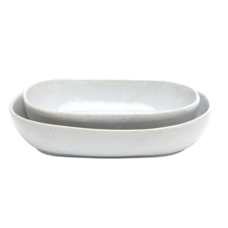 MARCUS OBLONG SERVING BOWLS | White Glaze | Set of 2