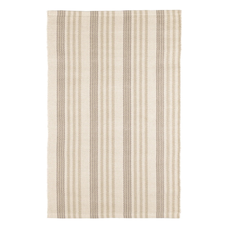 Putney Stripe Handwoven Cotton Rug | Ivory