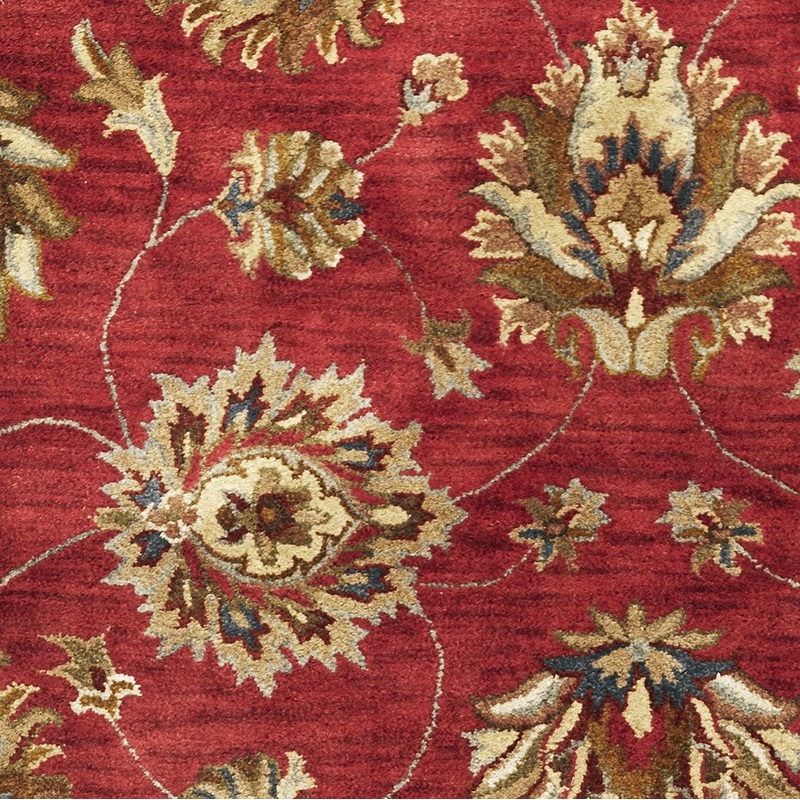 Red Hand Tufted Traditional Floral Indoor Area Rug