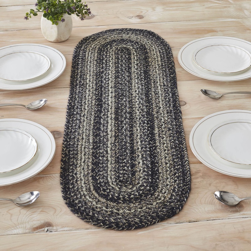 Sawyer Mill Black White Jute Oval Runner 12×36