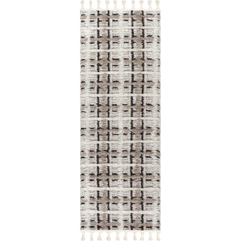Scarletta Plaid Tasseled Rug | Ivory