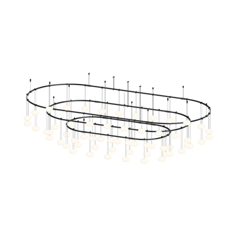 Suspenders Path 3-Bar Racetrack Etched Globe LED Chandelier