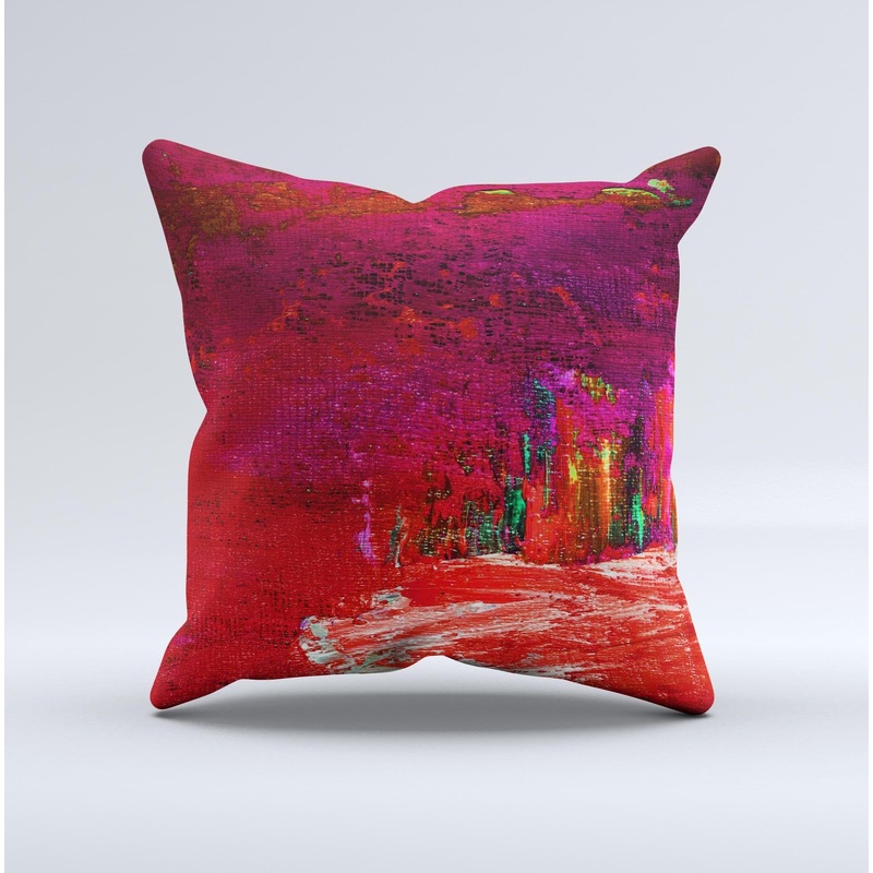 Abstract Paint Ink-Fuzed Decorative Throw Pillow