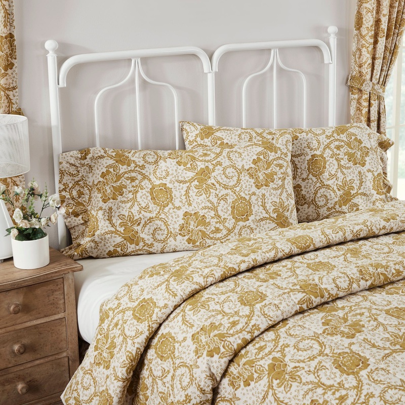 Dorset Gold Floral Ruffled King Pillow Case Set of 2 21×36+4