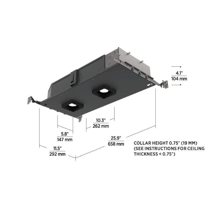 Element E3R 3″ 34W LED Round Dual Adjustable Non IC New Construction Housing