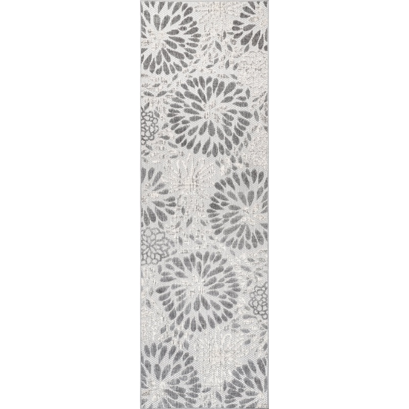 Floral Fireworks Indoor/Outdoor Rug | Light Grey