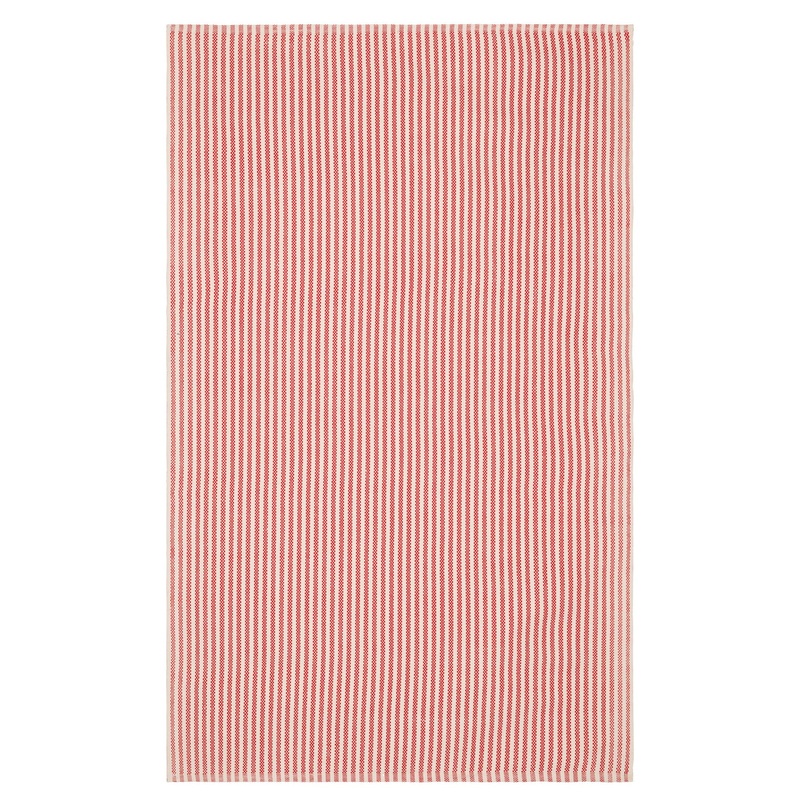 Pinstripe Handwoven Indoor/Outdoor Rug | Red/Ivory