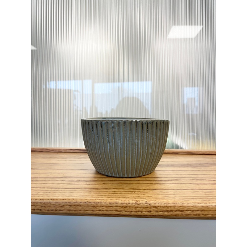 Blue Hue Ribbed Stoneware Planter
