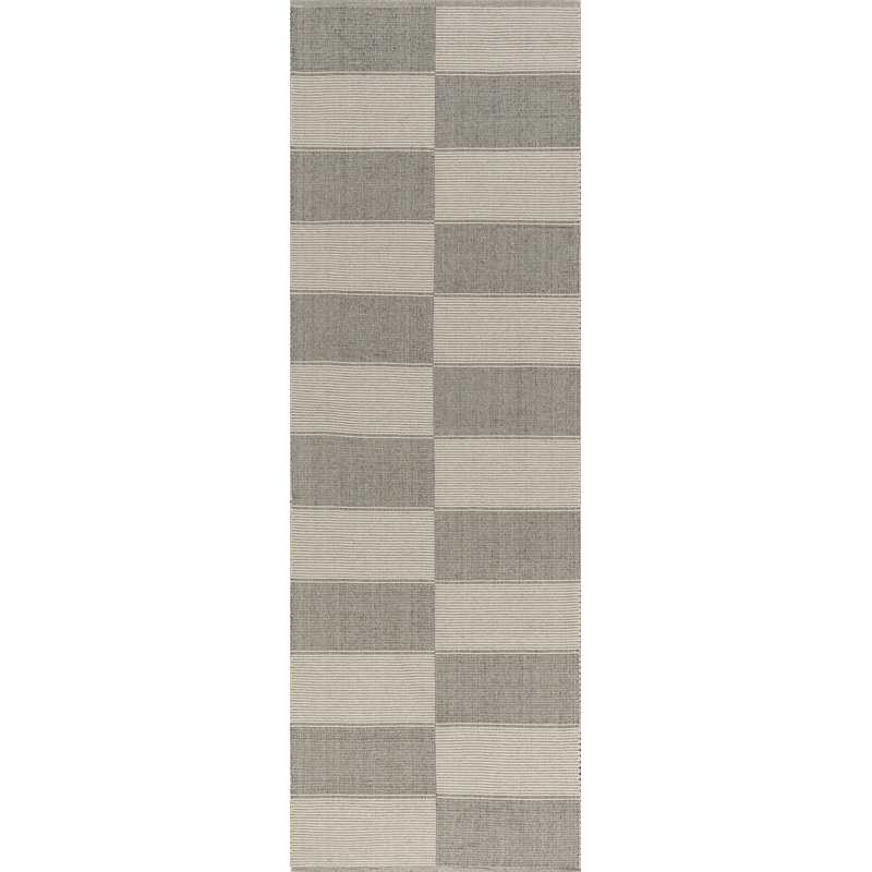 Boxelder Checked Cotton Rug | Grey