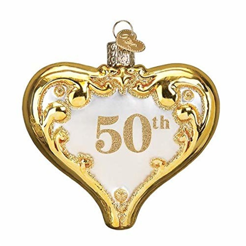 Old World Christmas Blown Glass Christmas Ornament, 50th Anniversary Heart