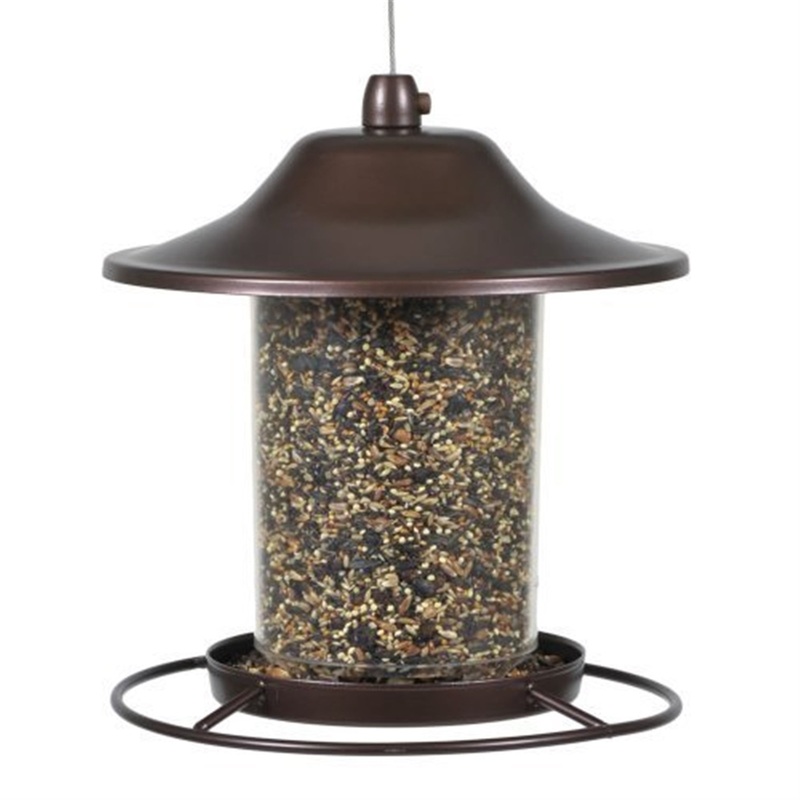 Perky Pet Small Panorama Squirrel Resistant Hanging Bird Feeder, Rustic Brown