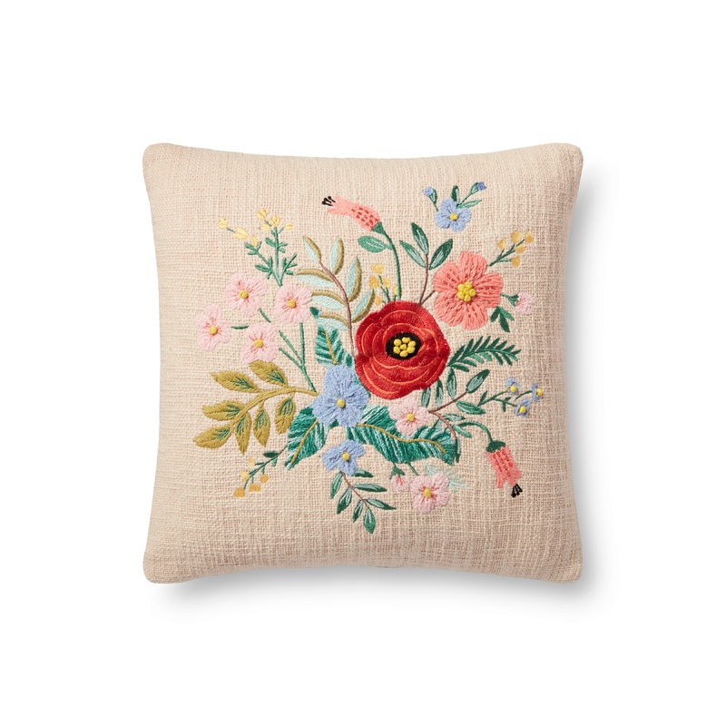 Rifle Paper Co. x Loloi Pillow | Garden Bouquet Embroidered Pillow