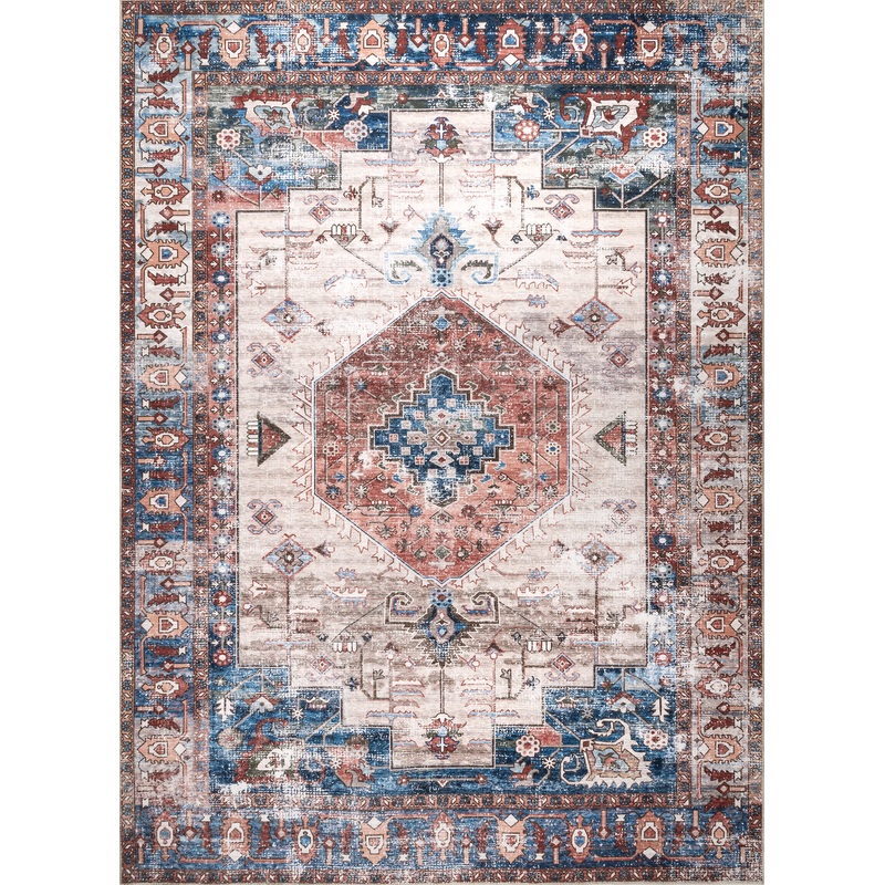 Runic Medallion Washable Rug | Brick