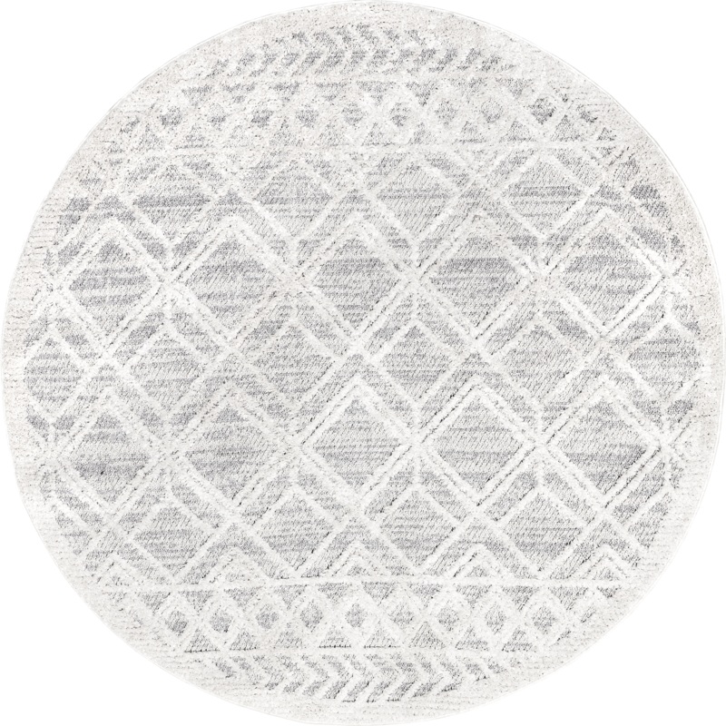 Shaggy Lattice Tassel Rug | Light Grey