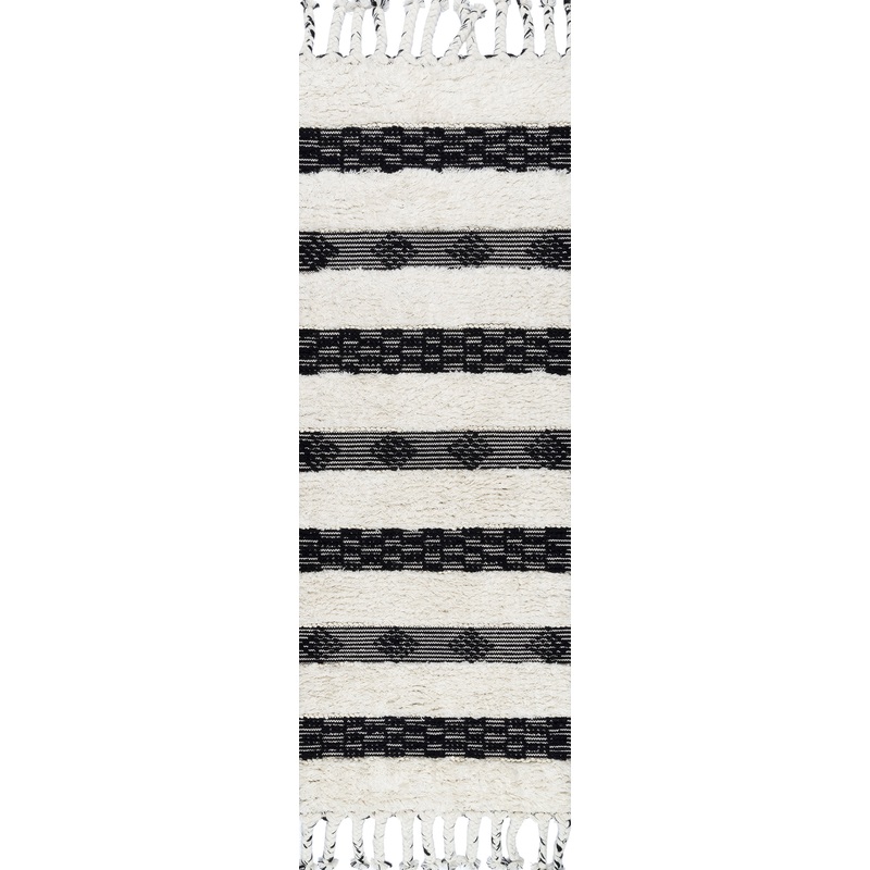 Shaggy Striped Texture Rug | Ivory