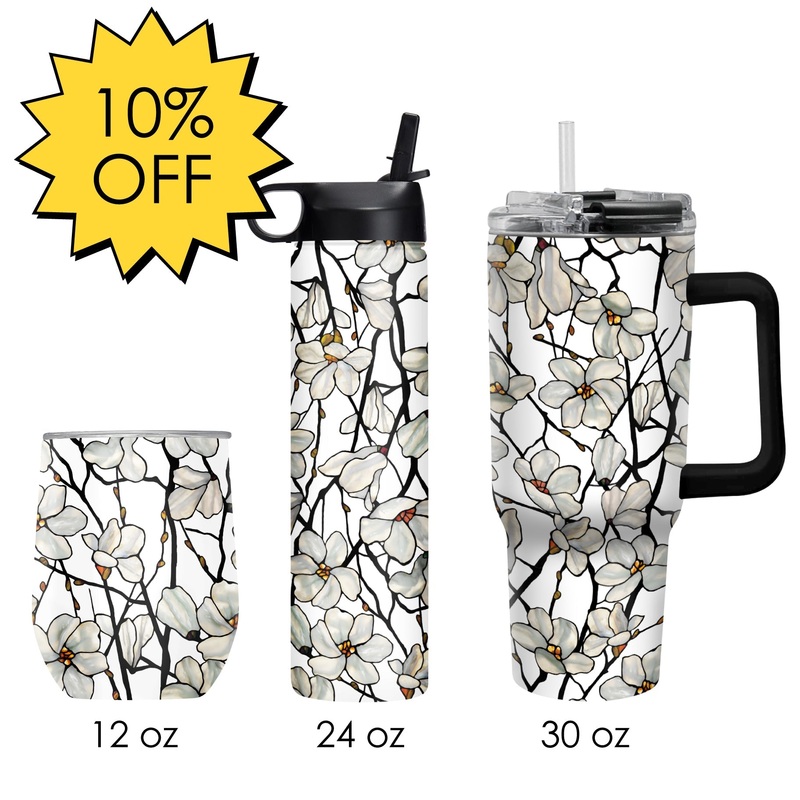 Tiffany “Magnolia” Insulated Drinkware Set of 3, 1 per size