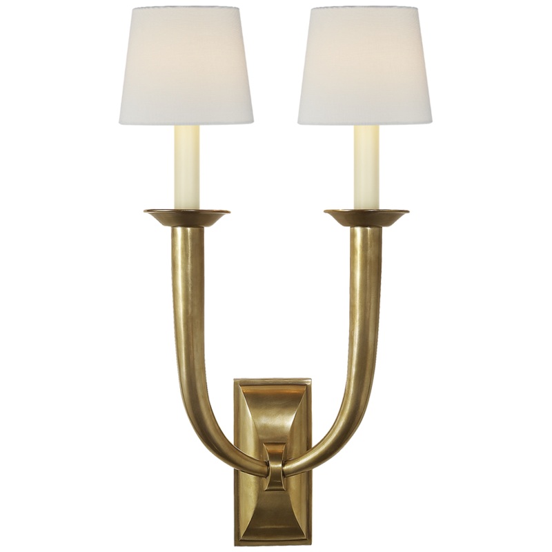 French Deco Horn Double Sconce