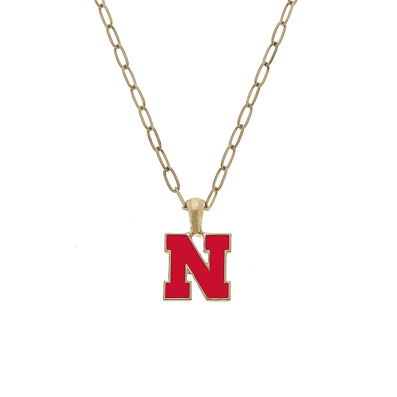 Nebraska Huskers Enamel Pendant Necklace in Red