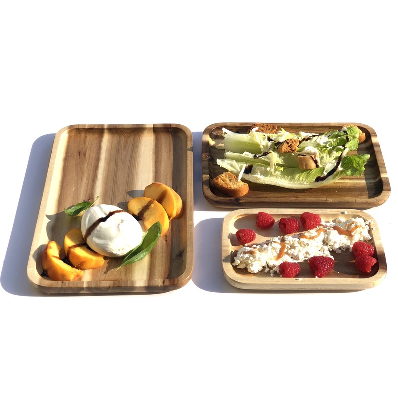 3 Rectangle Acacia platters party serving set