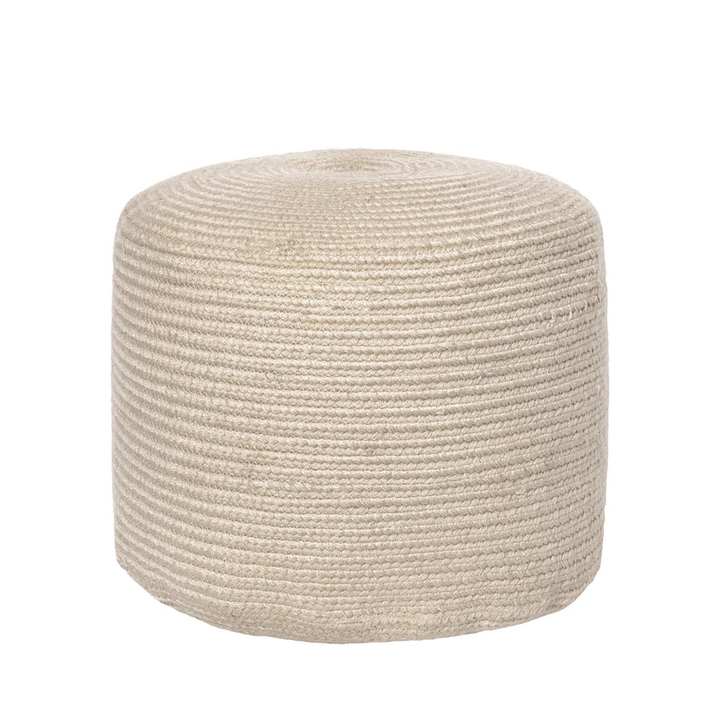 Braided Cable Indoor/Outdoor Pouf | Beige
