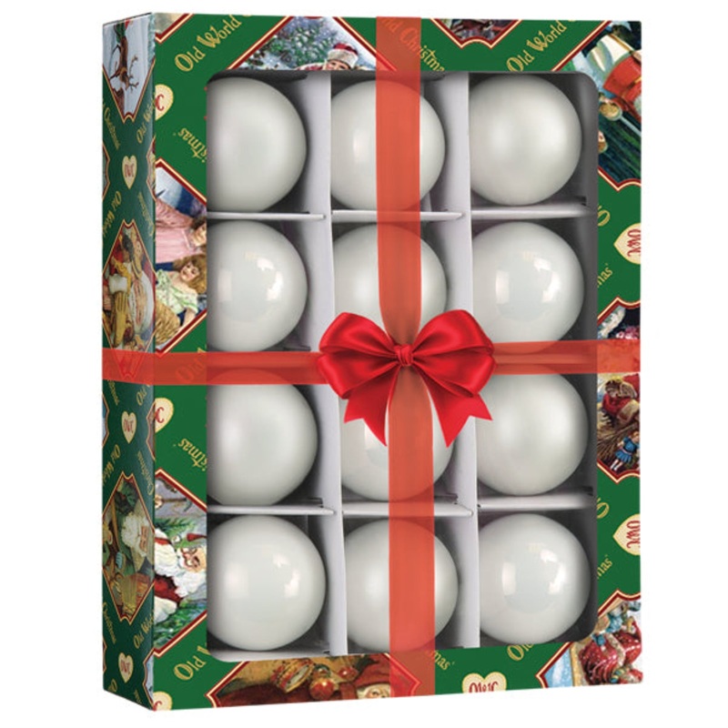 Old World Christmas Hanging Mouth-Blown Glass Ornament  Set for Trees, Wonderland Balls, 1.5″ (12 Count)