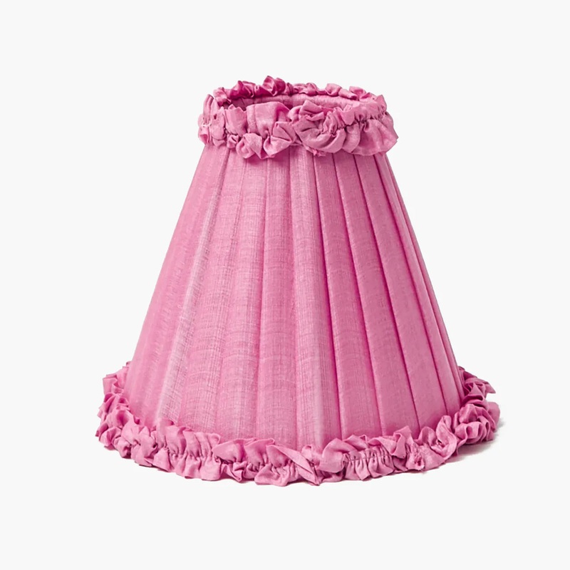 Pink Frilled Silk Lampshade (18cm)