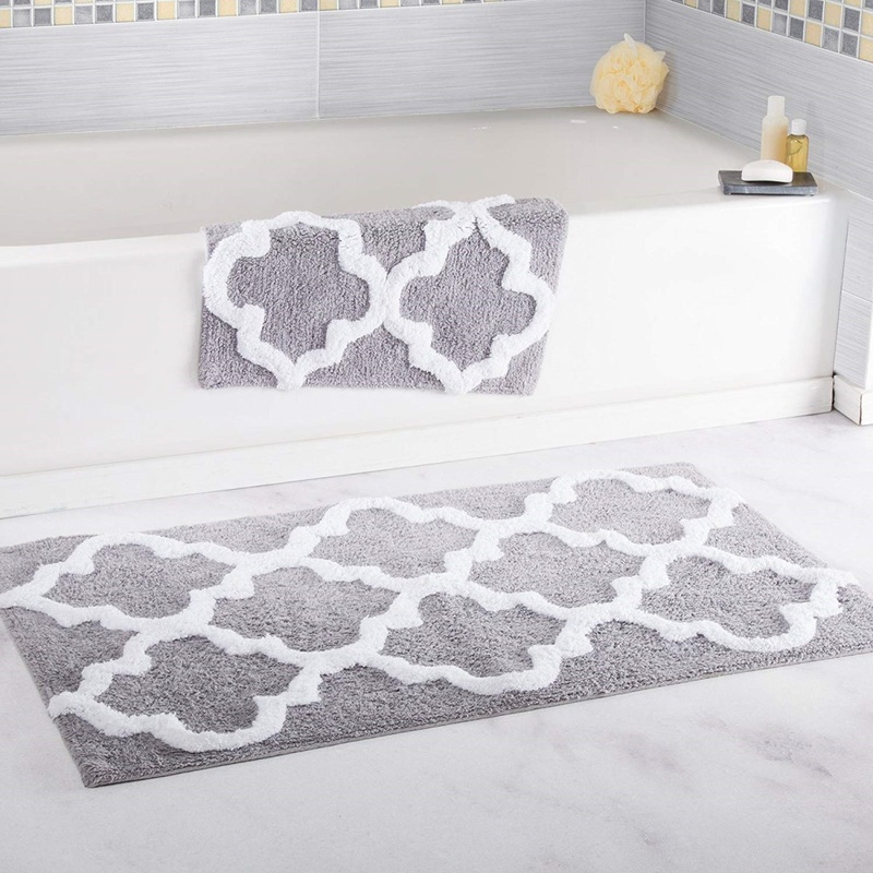 Bedford Home Cotton 2 Piece Trellis Bathroom Mat