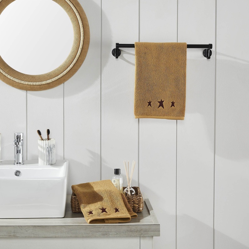 Burgundy Prim Stars Tan Hand Towel Set of 2 16×26