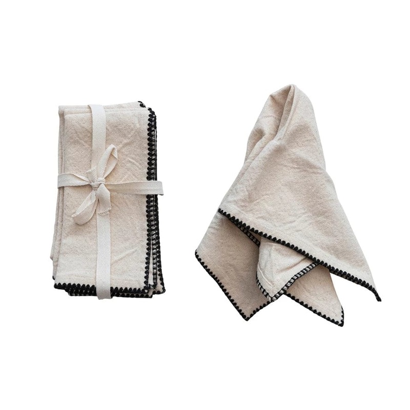 Cotton Napkins with Black Edge