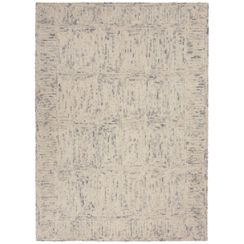 Nourison Colorado 3’9″ x 5’9″ Ivory/Grey/Teal Modern Indoor Rug