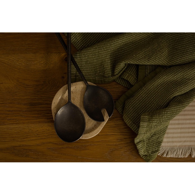 Woven Cotton Hand Towel – Olive & Ivory