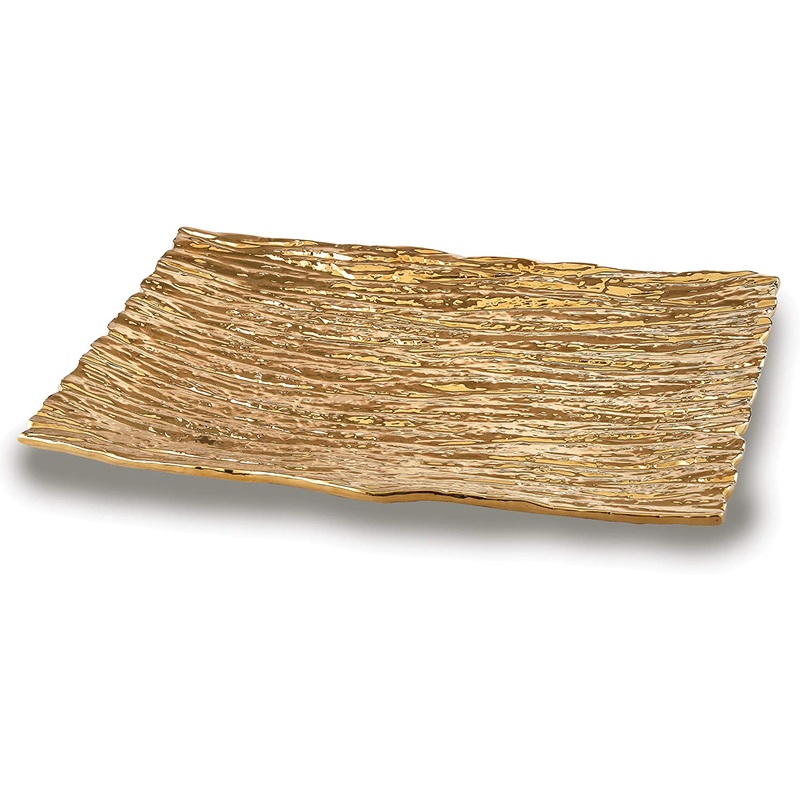 Leeber Elegance Tree Bark Porcelain Serving Tray, 15.5″