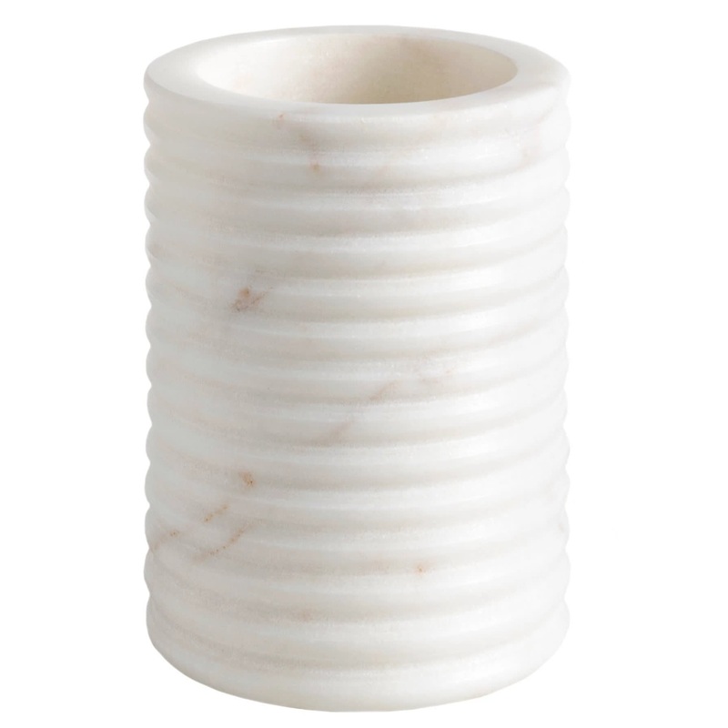 Ribbed Marble Tumbler | White