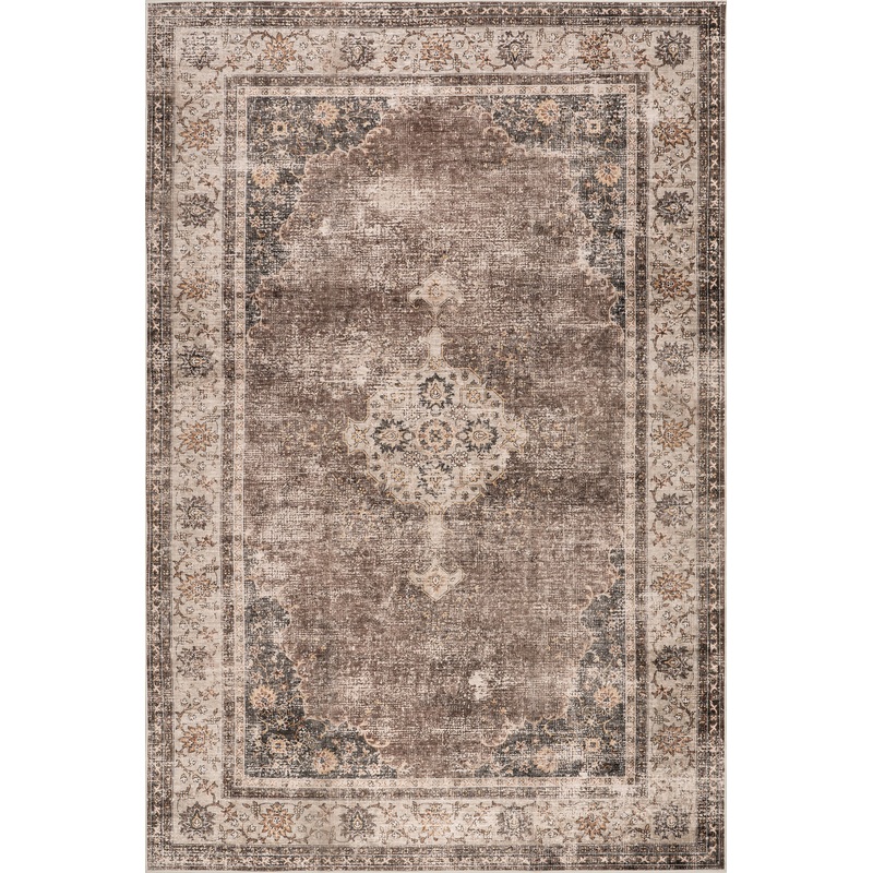Rosewood Vintage Spill Proof Washable Rug | Dark Brown