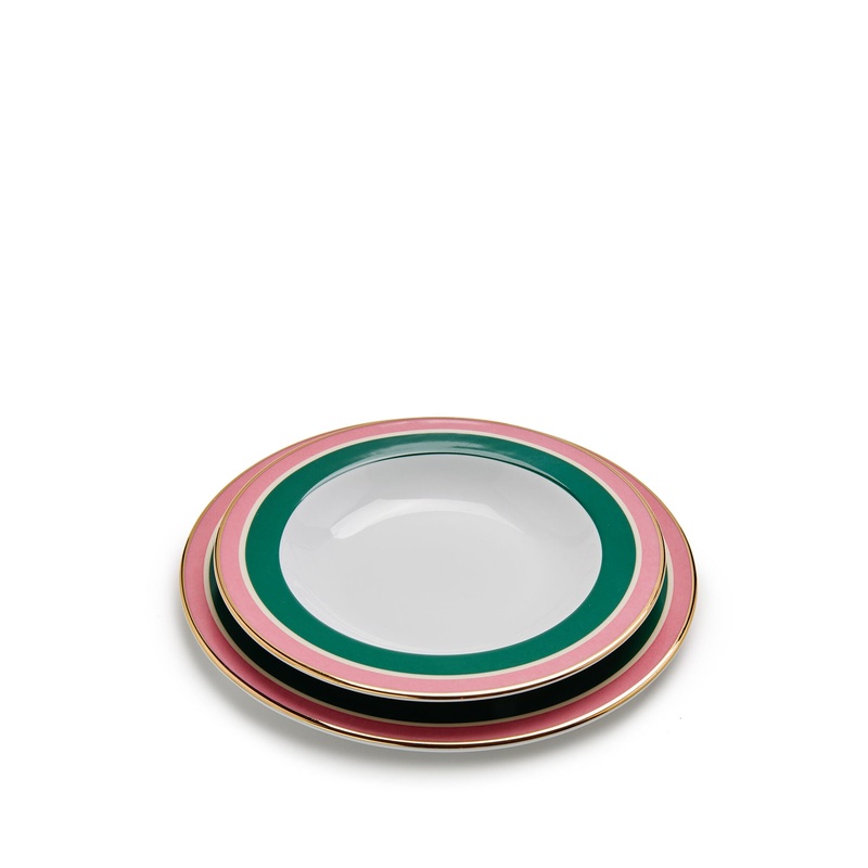 Soup & Dinner Plate Set Rainbow Verde