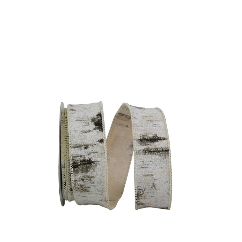 Birch Tree Bark Forest Wired Edge, White