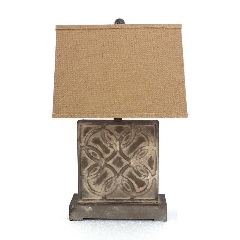 Brown Vintage with Khaki Linen Shade Table Lamp