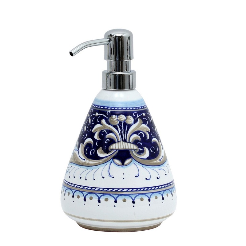 DERUTA VARIO BLUE: Liquid Soap/Lotion Dispenser with Chrome Pump (Medium 18 OZ)