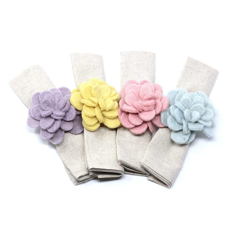 Hand-felted Zinnia Napkin Rings, Set of Four Colors – Global Groove (T)