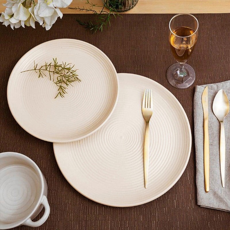 Mizo Dinner Plate Ribbed Cream