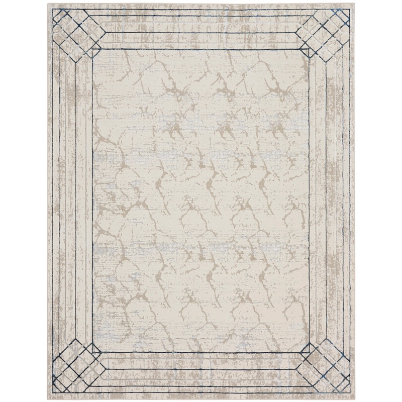 Nourison Glitz 7’10” x 9’10” Ivory/Taupe Mid-Century Modern Indoor Rug
