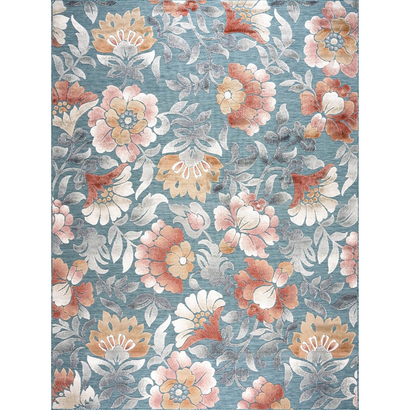 Tayse Floral Area Rug TRP14-Elaina Transitional Cut & Flat Weave Indoor/Outdoor Polypropylene
